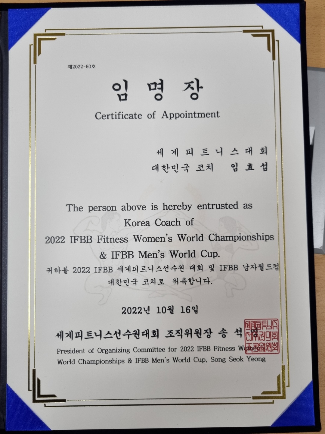 임효섭, 대한민국 코치 임명